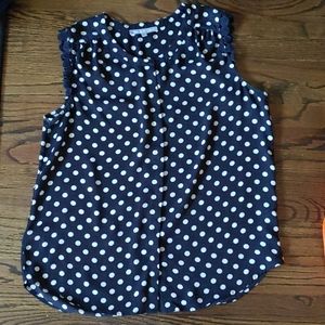 Polka dot scalloped sleeve blouse
